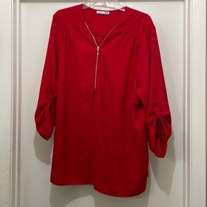 Dex red shirt with front partial zipper. Size 3x